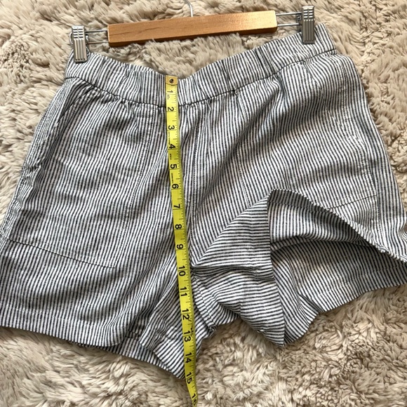J Crew Factory women’s Linen blend pull on short black and white stripe Sz S NWT - Picture 10 of 13